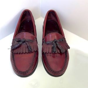 Mens Burgundy Cordovan Tassel Kiltie Loafers 100% Leather 8